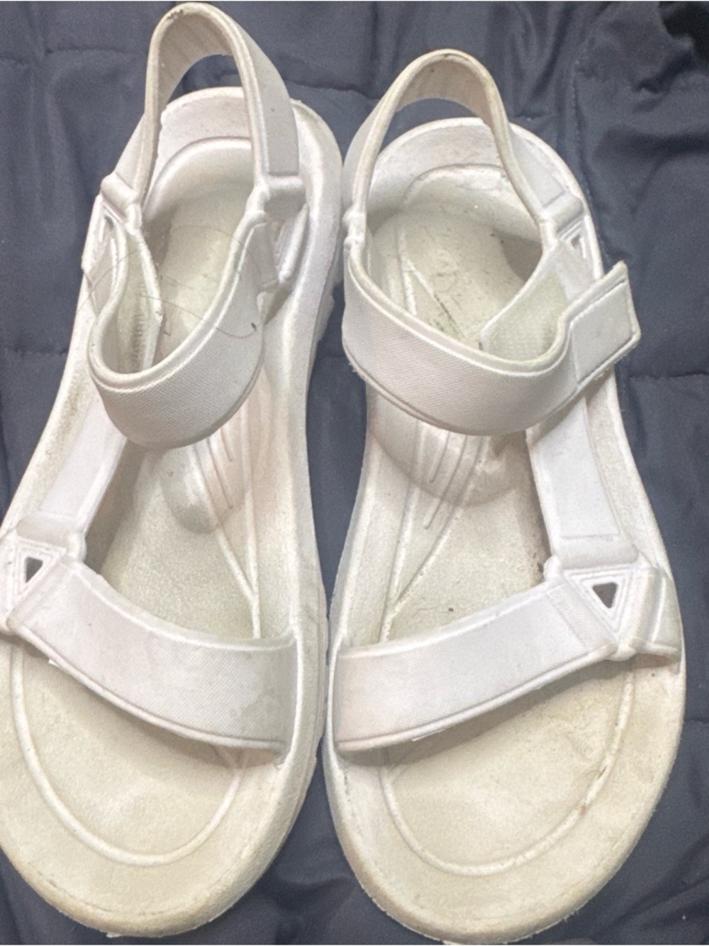 White Velcro Strap Sandals - Clean Casual Style (Rubber)